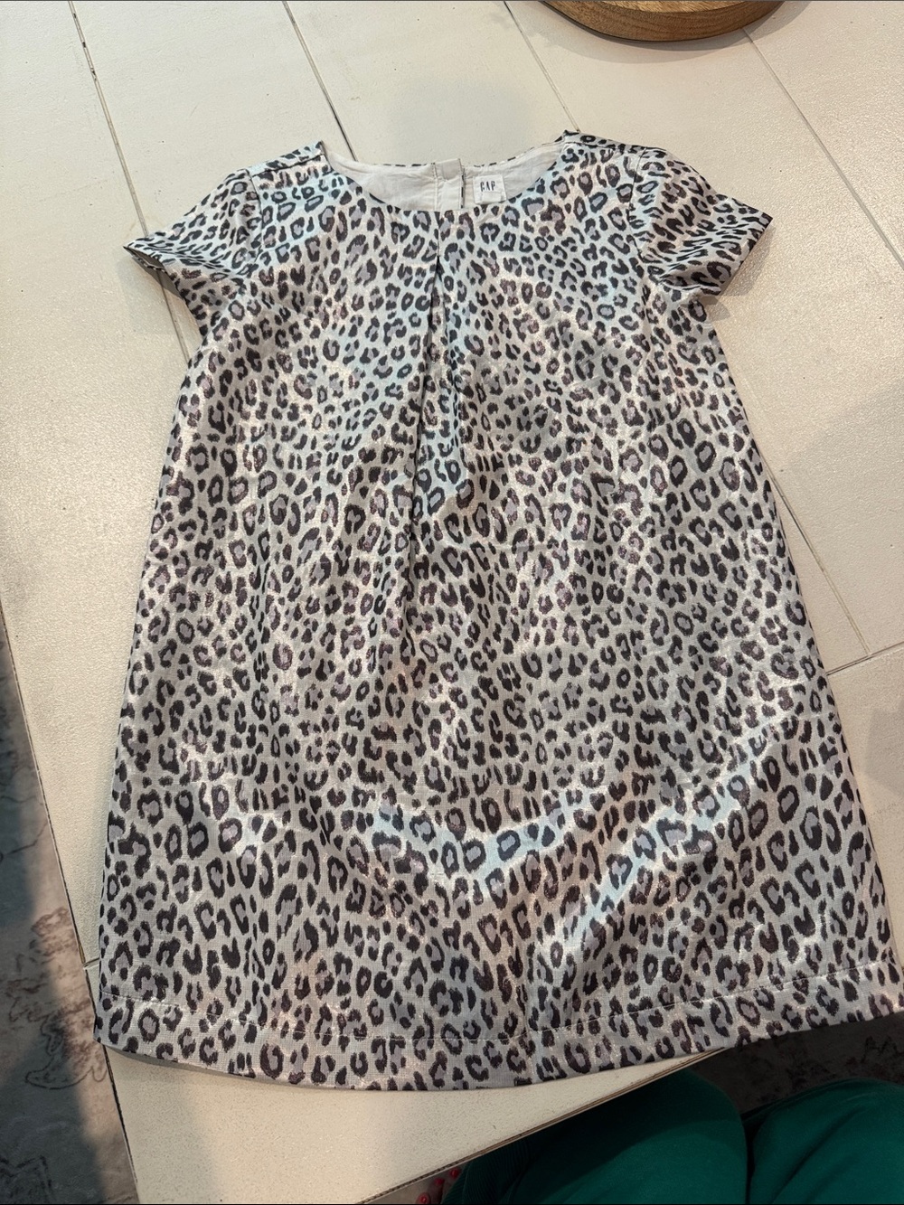 GAP Leopard Print Shift Dress in Cream and Black with subtle shimmer